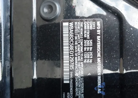 2014 BMW 650I Gran Coupe from USA, damaged, VIN WBA6B2C58ED129785